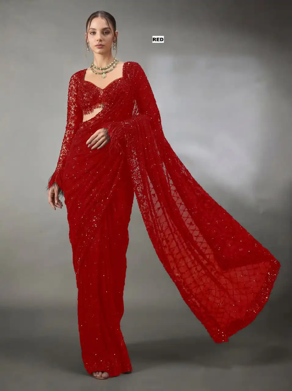 DF 3474 Red Faux Georgette Saree Perfect for Wedding, Party, Bridal Wear, Baisakhi, Raksha Bandhan –. Introductory Price ₹1799. Delivery 4-6 Workin | Sarees, Bollywood Sarees, Creative Sarees, Designer Sarees, Embroidered Sarees, Ethnic Saree, Modern Digital sarees, Party Wear Sarees