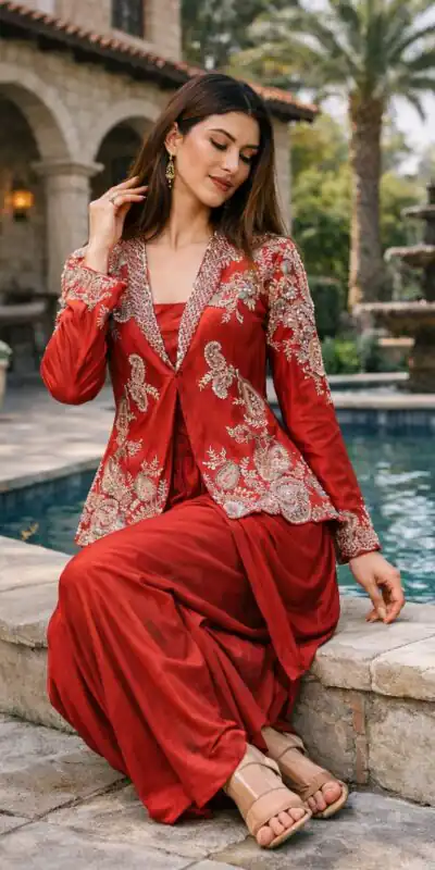 BB 61 Red in Rangoli Silk Sequins Work & Embroidery Work Dhoti Suit . Festive Deal ₹2099. Delivery 4-6 Working Days. Shop now. | Jump Suits, Salwar suit, Designer Suits, Casual Suits, Creative suits, Palazzo Suits, Party Wear Suits, Patiala Suits, Straight Suits