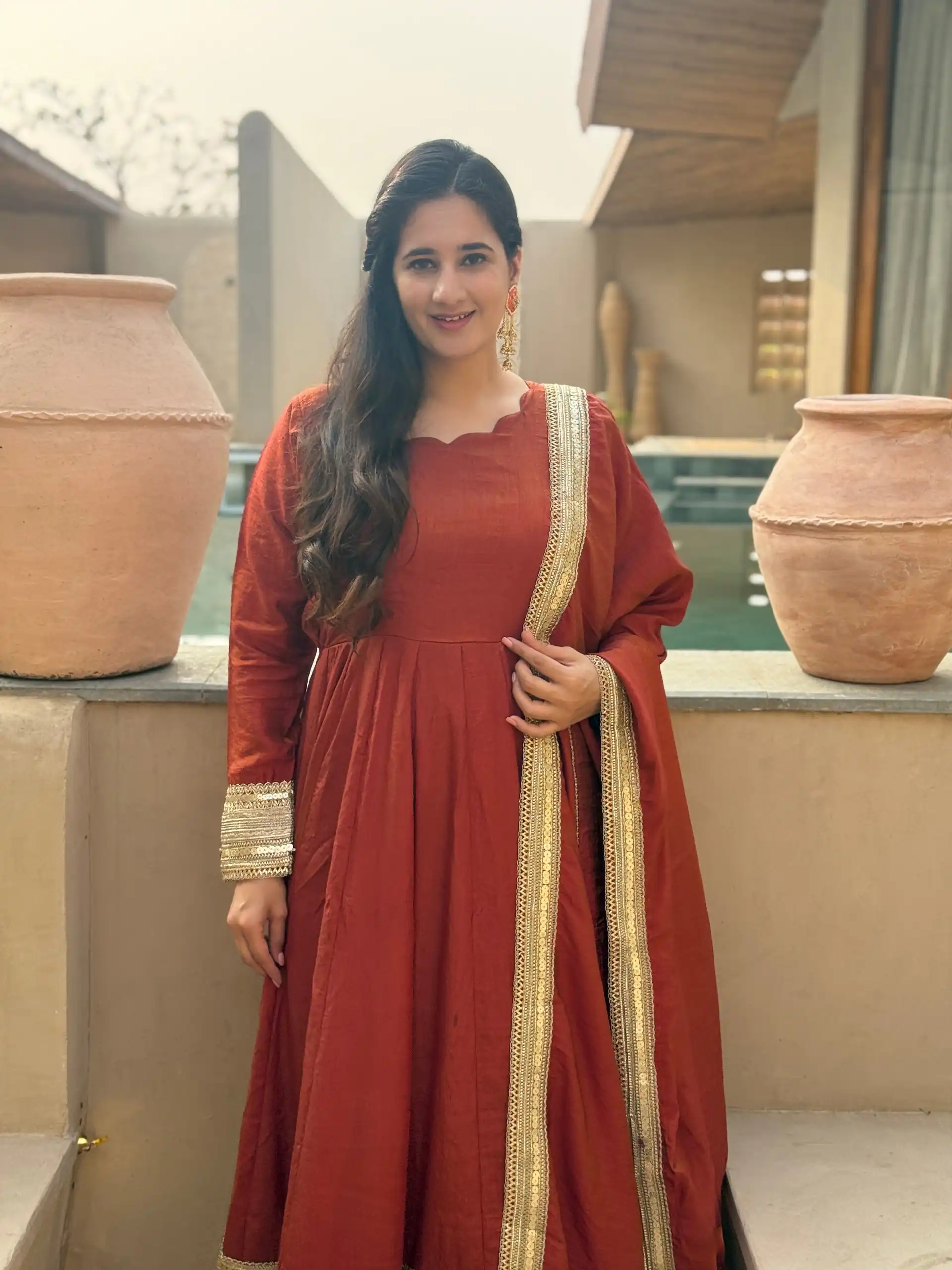 NF 1293 Rust NC Vichitra Salwar Suit with Sequins Work & Embroidery Work. Available at ₹2499 only. Delivery 4-6 Working Days. Shop now. | Anarkali Suits, Bollywood Anarkali, Creative-Anarkali, Designer Anarkali, Embroidered Anarkali, Party Wear Anarkali, Salwar suit