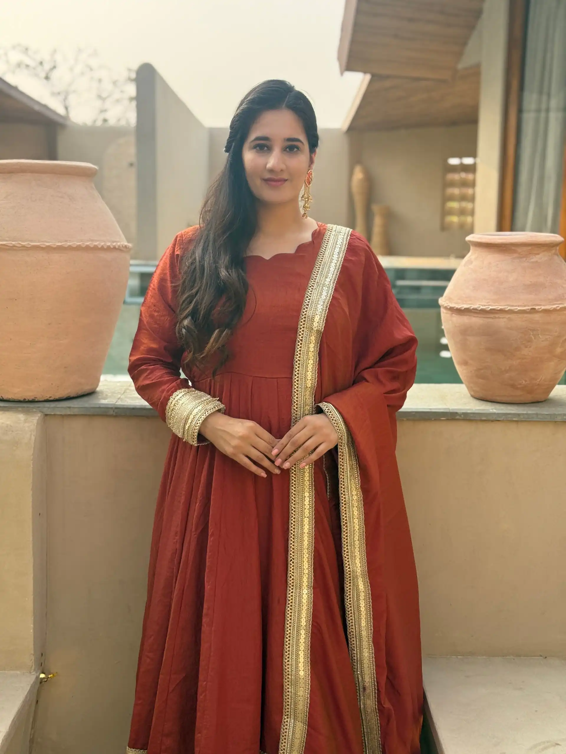 NF 1293 Rust NC Vichitra Salwar Suit with Sequins Work & Embroidery Work. Available at ₹2499 only. Delivery 4-6 Working Days. Shop now. | Anarkali Suits, Bollywood Anarkali, Creative-Anarkali, Designer Anarkali, Embroidered Anarkali, Party Wear Anarkali, Salwar suit