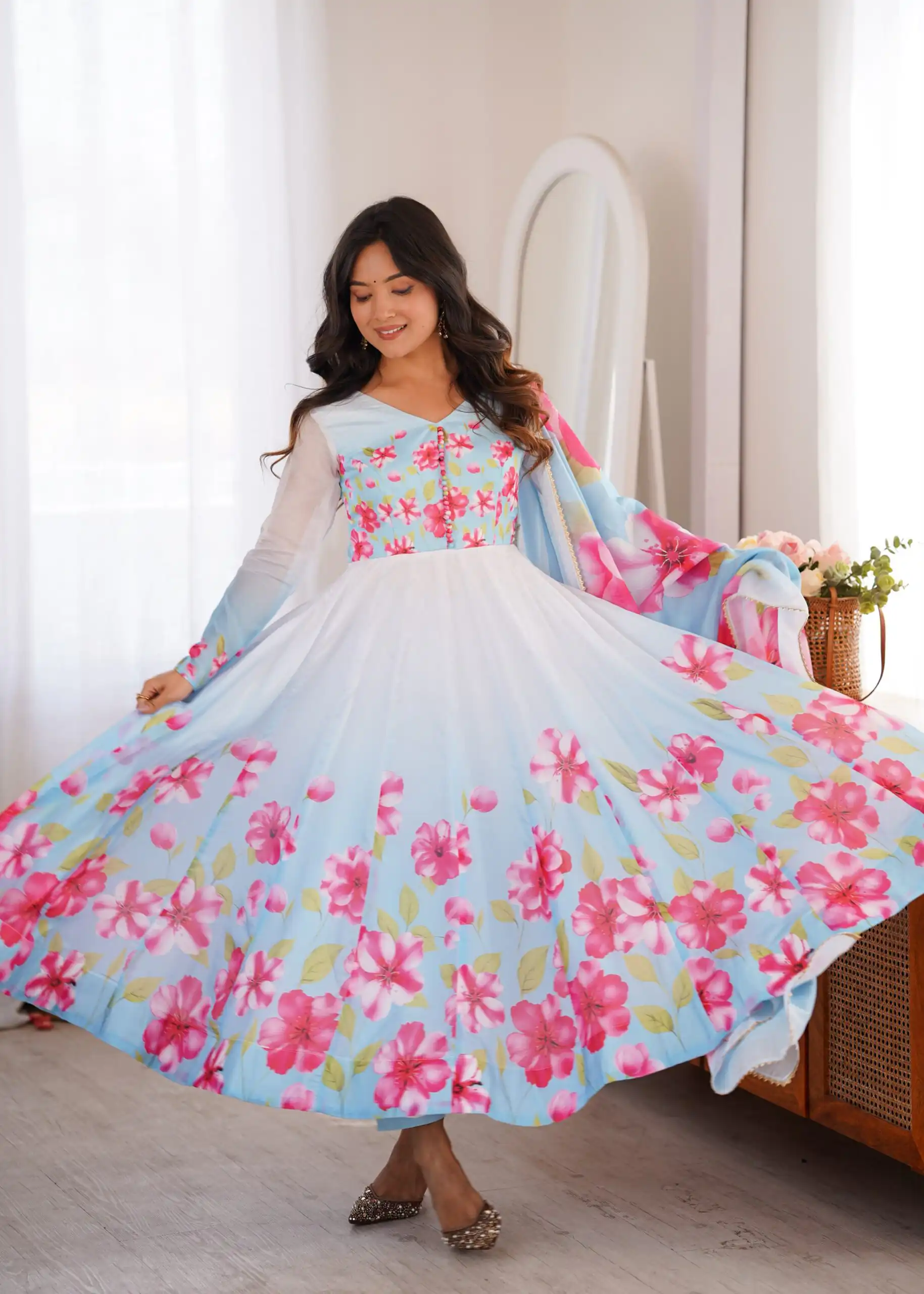 KB 308 Sky Blue Sky Blue Organza Silk Salwar Sui Perfect for Wedding, Party, Housewarming, Ganesh Chaturthi, Reception – t. Affordable Price ₹1999. Delivery | Anarkali Suits, Bollywood Anarkali, Creative-Anarkali, Designer Anarkali, Embroidered Anarkali, Party Wear Anarkali