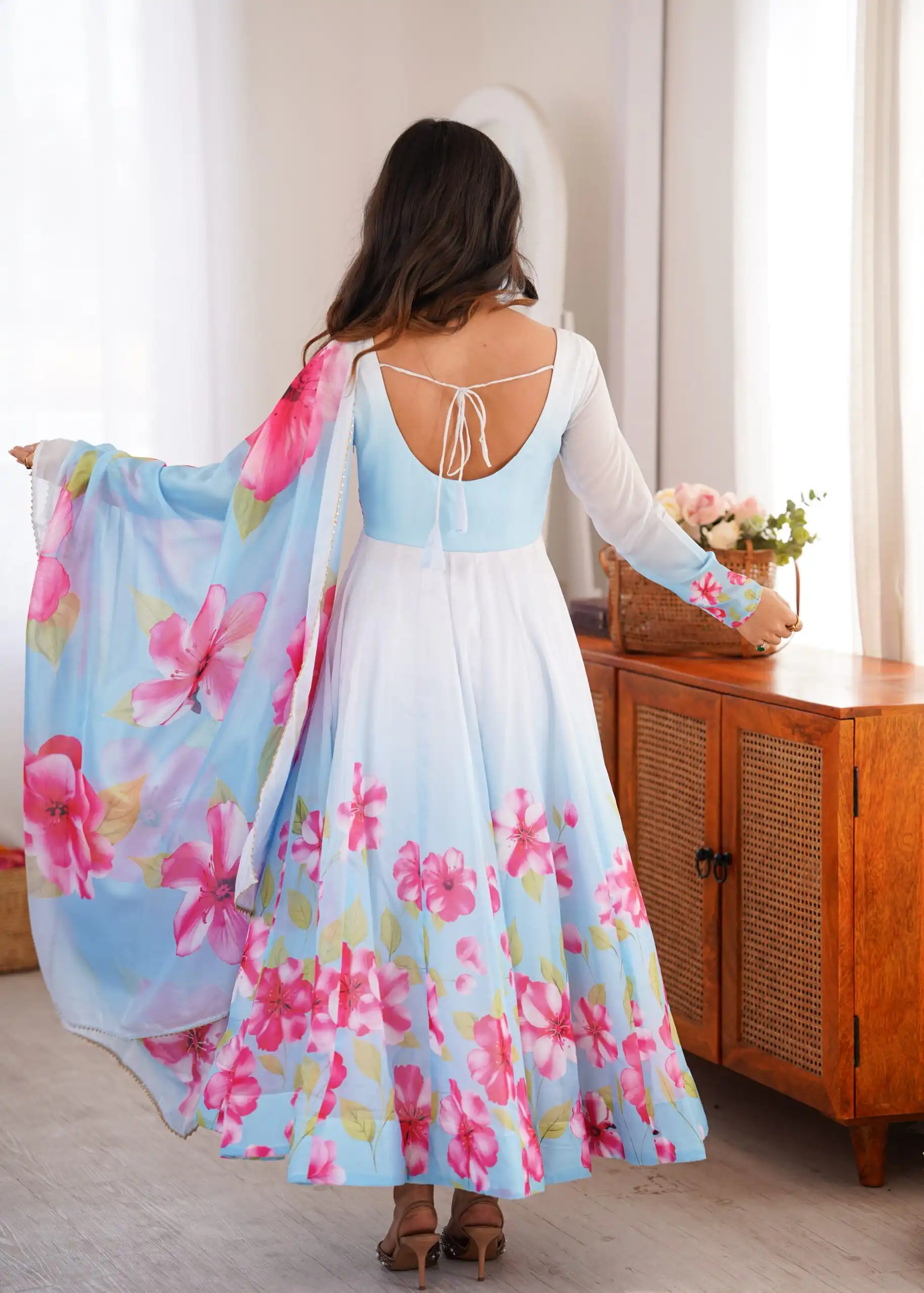 KB 308 Sky Blue Sky Blue Organza Silk Salwar Sui Perfect for Wedding, Party, Housewarming, Ganesh Chaturthi, Reception – t. Affordable Price ₹1999. Delivery | Anarkali Suits, Bollywood Anarkali, Creative-Anarkali, Designer Anarkali, Embroidered Anarkali, Party Wear Anarkali