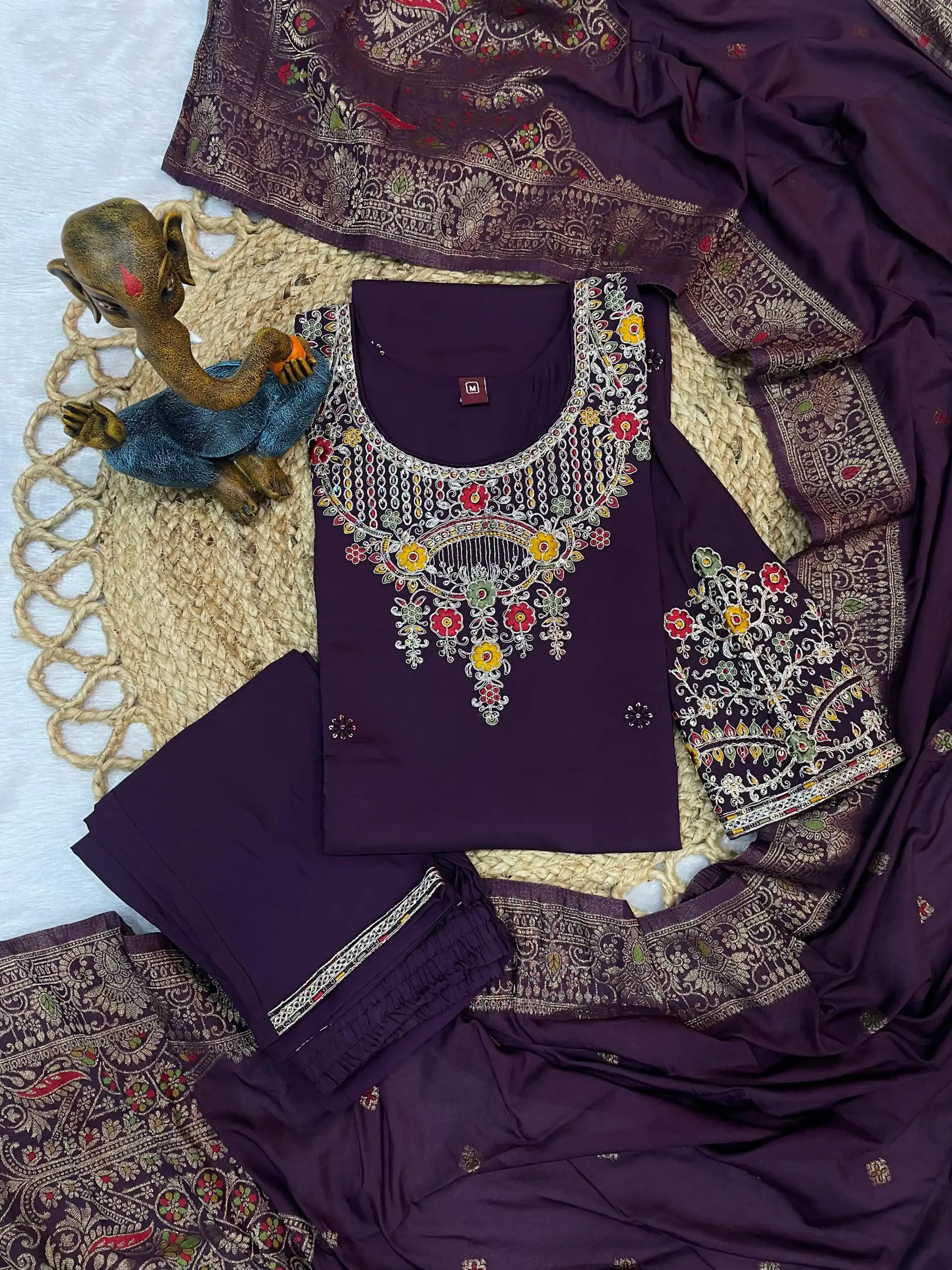 DIVA 125 | Wine Roman Silk Salwar Suit with Sequins Work & Embroidery Work. Available at ₹1799 only. Delivery 4-6 Working Days. Shop now. | Jump Suits, Salwar suit, Designer Suits, Casual Suits, Creative suits, Palazzo Suits, Party Wear Suits, Patiala Suits, Straight Suits