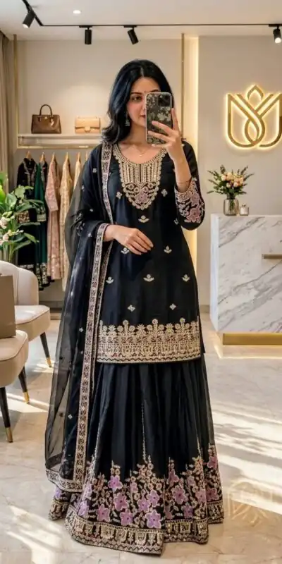 WW 1273 Black Chinon Silk Salwar Suit with Embroidery Work & Sequins Work. Get it for ₹2499. Delivery 4-6 Working Days. Shop now. | Jump Suits, Salwar suit, Designer Suits, Casual Suits, Creative suits, Palazzo Suits, Party Wear Suits, Patiala Suits, Straight Suits