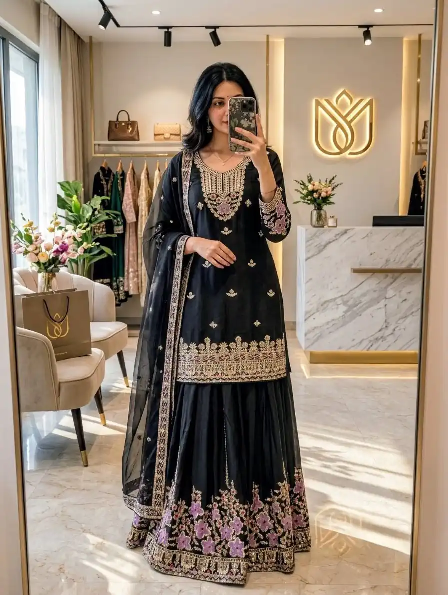 WW 1273 Black Chinon Silk Salwar Suit with Embroidery Work & Sequins Work. Get it for ₹2499. Delivery 4-6 Working Days. Shop now. | Jump Suits, Salwar suit, Designer Suits, Casual Suits, Creative suits, Palazzo Suits, Party Wear Suits, Patiala Suits, Straight Suits
