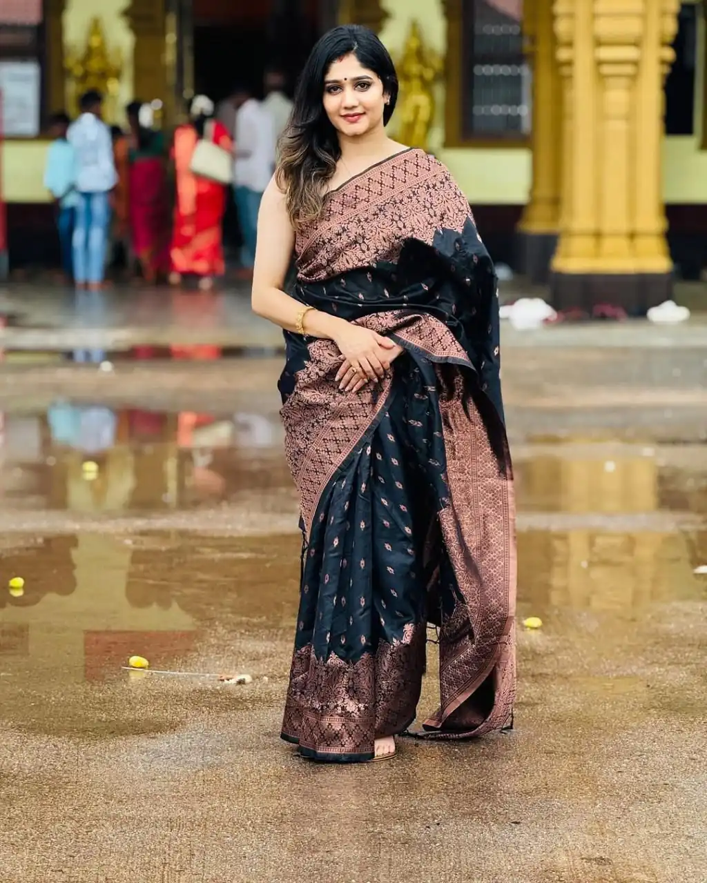 KP 6048 Black Color Yellow Soft Lichi Silk Saree with Jacquard Work. Best Price ₹1299. Delivery 4-6 Working Days. Shop now. | Sarees, Bollywood Sarees, Creative Sarees, Designer Sarees, Embroidered Sarees, Ethnic Saree, Modern Digital sarees, Party Wear Sarees