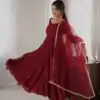 SRK 5355 Maroon Doremon Crush Gown with Lace Work & Mirror Work. Exclusive Offer ₹2099. Delivery 4-6 Working Days. Shop now. | Gowns, Bollywood Gowns, Creative Gowns, Designer Gowns, Embroidered Gowns, Party Wear Gowns