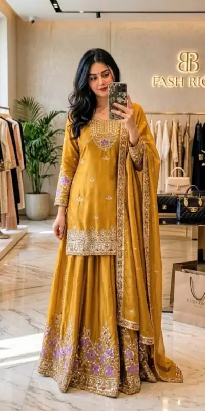 WW 1273 Mustered Chinon Silk Salwar Suit with Embroidery Work & Sequins Work. Get it for ₹2499. Delivery 4-6 Working Days. Shop now. | Jump Suits, Salwar suit, Designer Suits, Casual Suits, Creative suits, Palazzo Suits, Party Wear Suits, Patiala Suits, Straight Suits