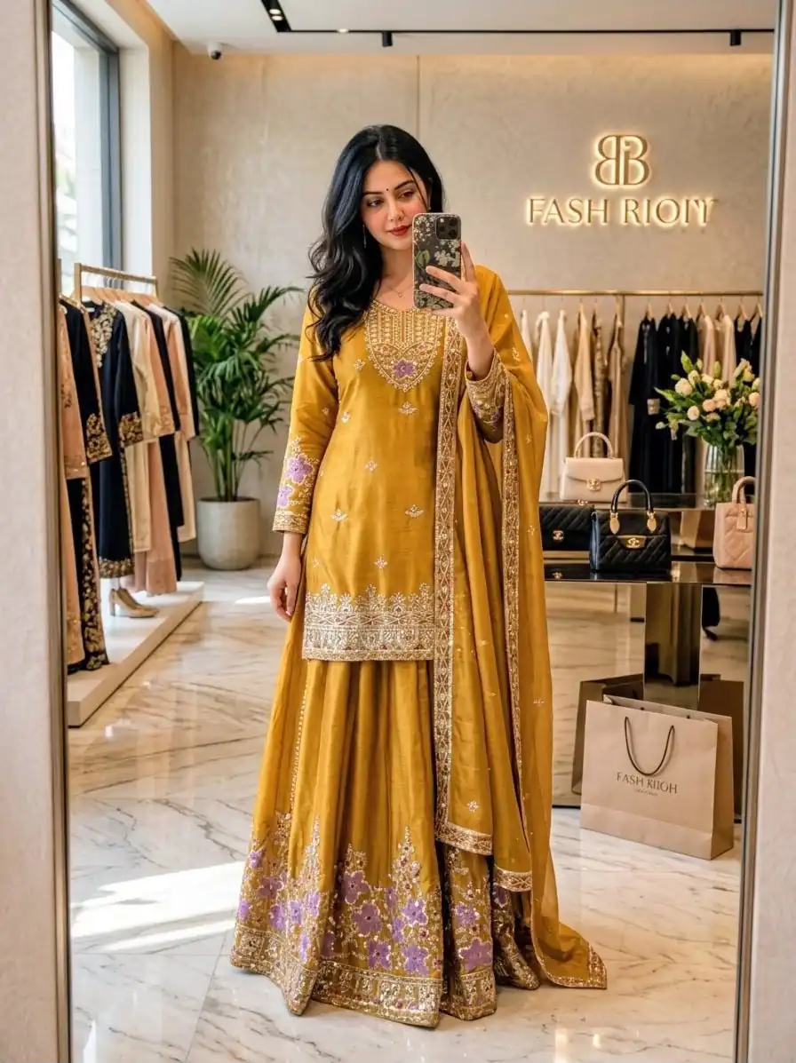 WW 1273 Mustered Chinon Silk Salwar Suit with Embroidery Work & Sequins Work. Get it for ₹2499. Delivery 4-6 Working Days. Shop now. | Jump Suits, Salwar suit, Designer Suits, Casual Suits, Creative suits, Palazzo Suits, Party Wear Suits, Patiala Suits, Straight Suits