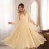 SRK 5355 Off White Doremon Crush Gown with Lace Work & Mirror Work. Exclusive Offer ₹2099. Delivery 4-6 Working Days. Shop now. | Gowns, Bollywood Gowns, Creative Gowns, Designer Gowns, Embroidered Gowns, Party Wear Gowns