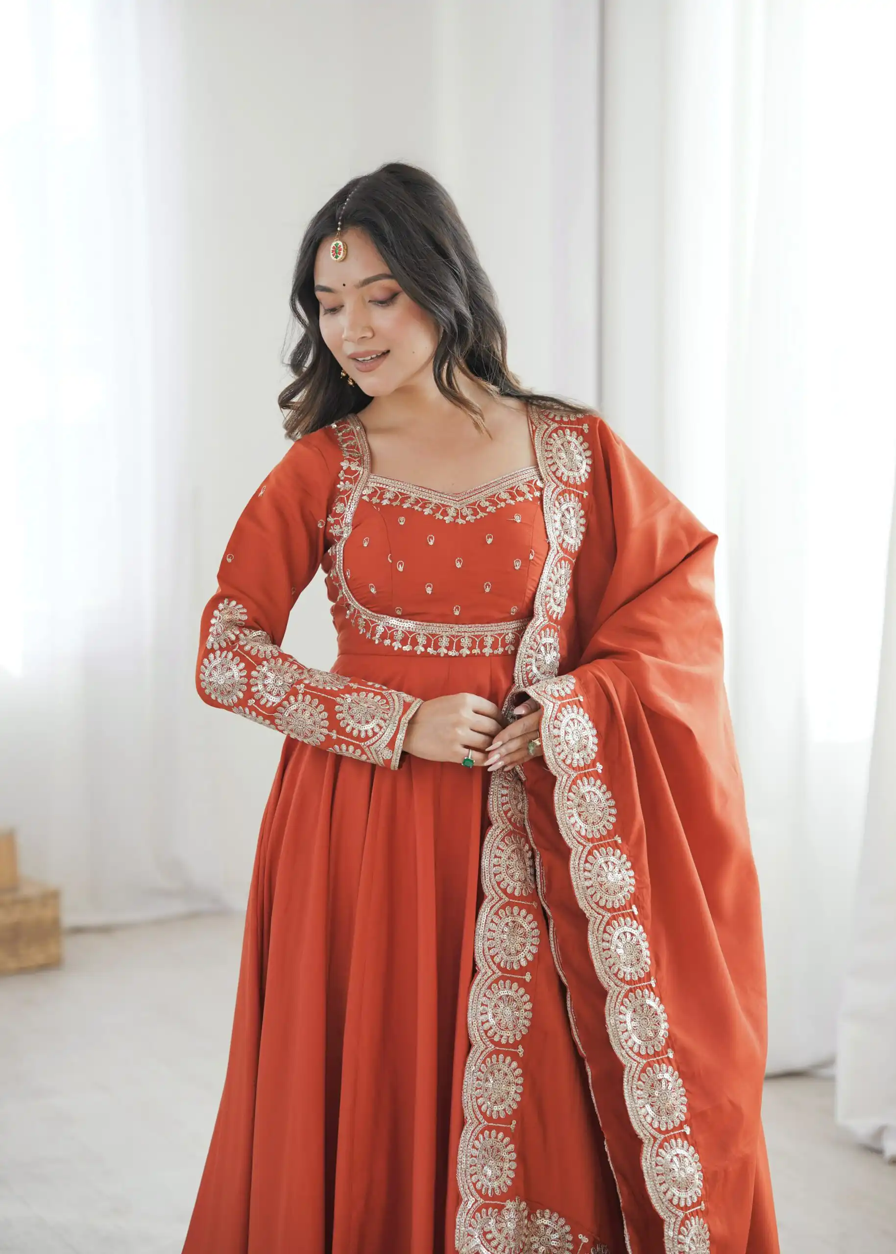 ZF 5026  Orange Colour Roman Silk Salwar Suit with Embroidery Work. Best Price ₹2399. Delivery 4-6 Working Days. Shop now. | Anarkali Suits, Bollywood Anarkali, Creative-Anarkali, Designer Anarkali, Embroidered Anarkali, Party Wear Anarkali
