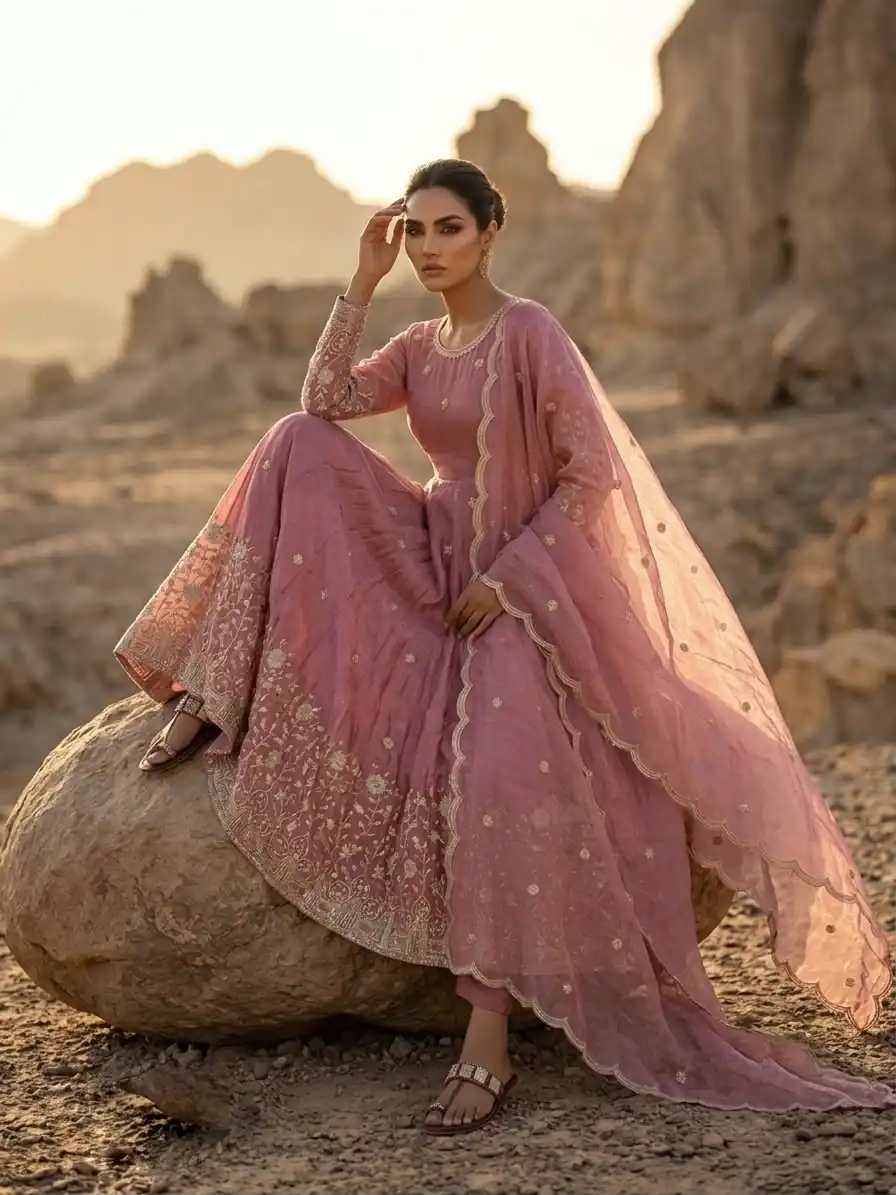 JF 052 Peach Fendy Silk Gown with Sequins Work & Thread Embroidery. Now at just ₹2399. Delivery 4-6 Working Days. Shop now. | Gowns, Bollywood Gowns, Creative Gowns, Designer Gowns, Embroidered Gowns, Party Wear Gowns