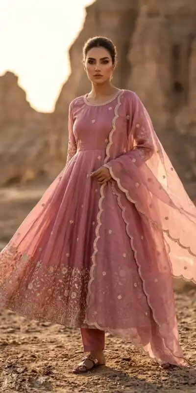 JF 052 Peach Fendy Silk Gown with Sequins Work & Thread Embroidery. Now at just ₹2399. Delivery 4-6 Working Days. Shop now. | Gowns, Bollywood Gowns, Creative Gowns, Designer Gowns, Embroidered Gowns, Party Wear Gowns