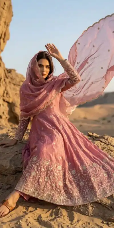 JF 052 Peach Fendy Silk Gown with Sequins Work & Thread Embroidery. Now at just ₹2399. Delivery 4-6 Working Days. Shop now. | Gowns, Bollywood Gowns, Creative Gowns, Designer Gowns, Embroidered Gowns, Party Wear Gowns