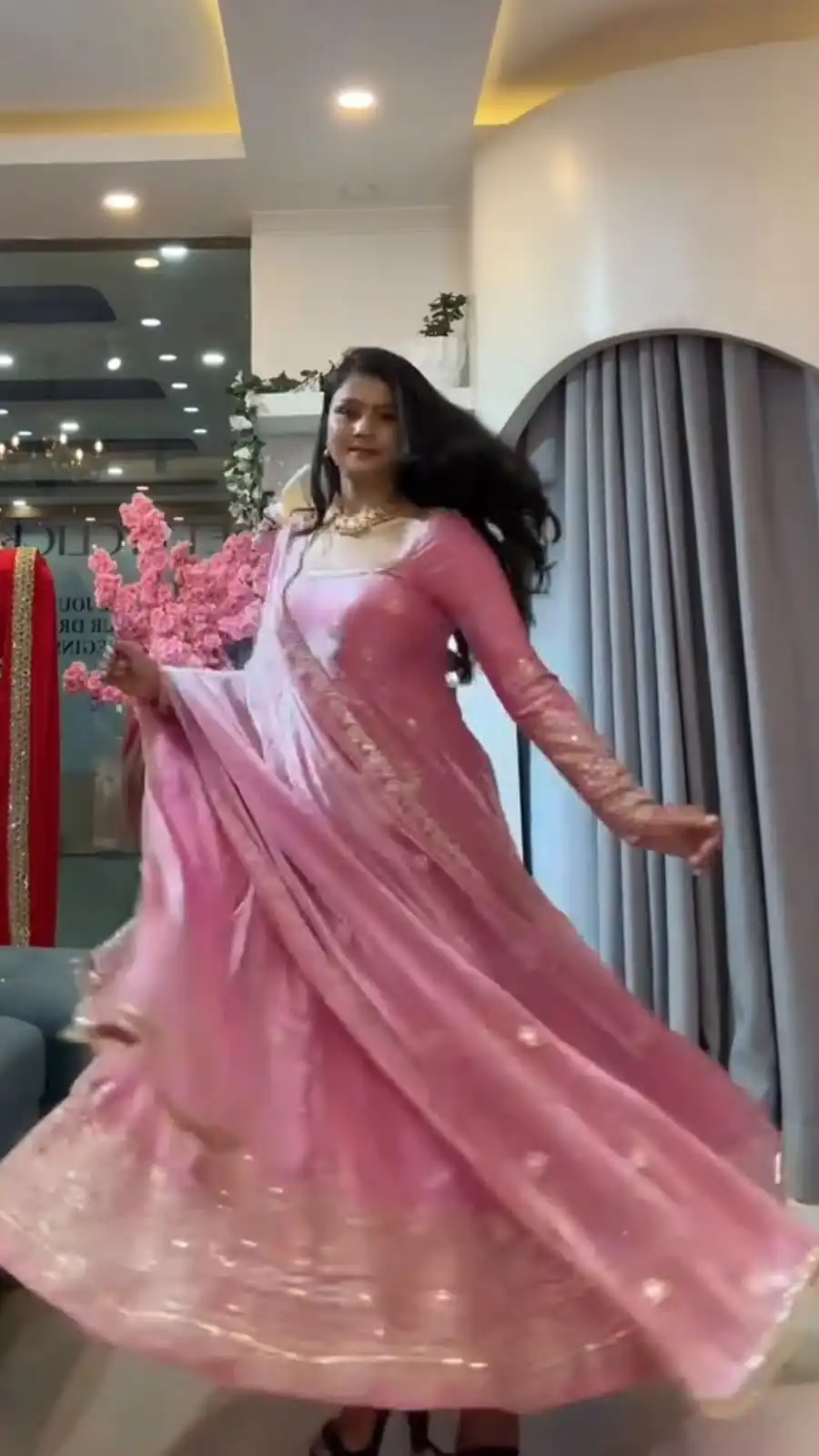 KD 1633 Pink | Pink Fendy Silk Gown with Sequins Work & Thread Embroidery. Now at just ₹2499. Delivery 4-6 Working Days. Shop now. | Gowns, Bollywood Gowns, Creative Gowns, Designer Gowns, Embroidered Gowns, Party Wear Gowns