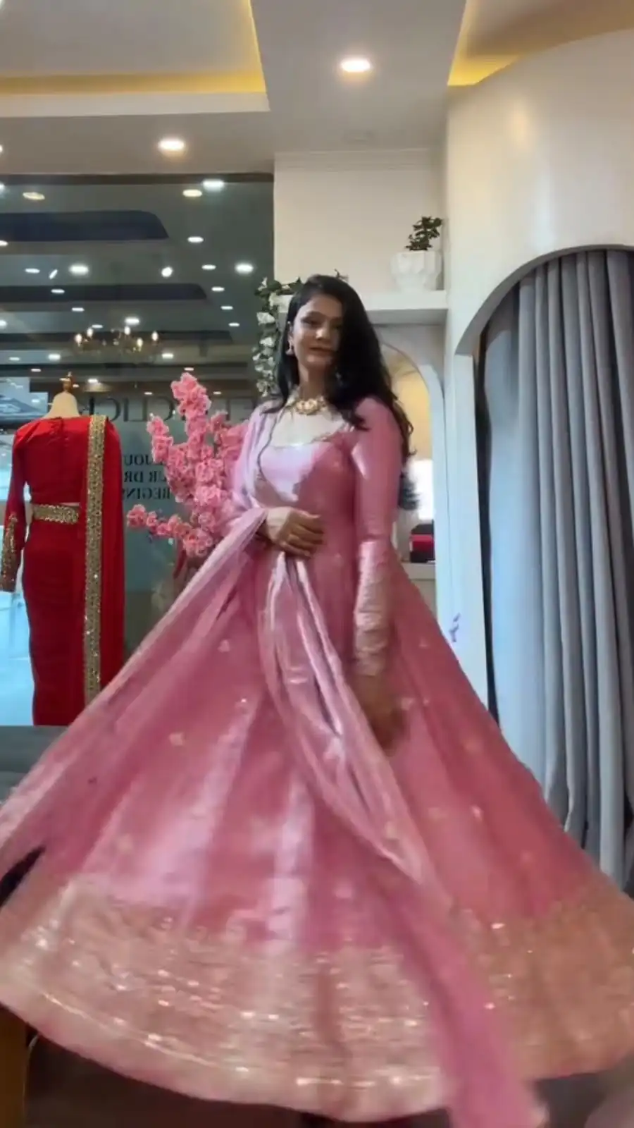 KD 1633 Pink | Pink Fendy Silk Gown with Sequins Work & Thread Embroidery. Now at just ₹2499. Delivery 4-6 Working Days. Shop now. | Gowns, Bollywood Gowns, Creative Gowns, Designer Gowns, Embroidered Gowns, Party Wear Gowns