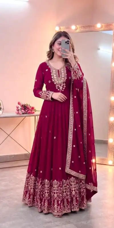 SSR 546 Pink in Georgette Embroidery Work & Sequins Work Gown . Get it for ₹2149. Delivery 4-6 Working Days. Online Shop now. | Gowns, Bollywood Gowns, Creative Gowns, Designer Gowns, Embroidered Gowns, Party Wear Gowns