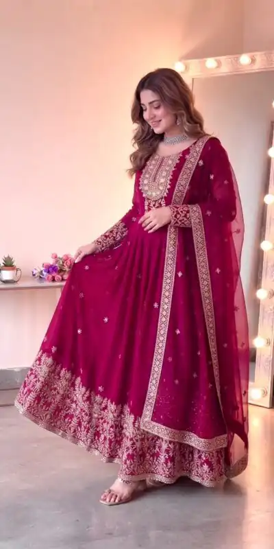 SSR 546 Pink in Georgette Embroidery Work & Sequins Work Gown . Get it for ₹2149. Delivery 4-6 Working Days. Online Shop now. | Gowns, Bollywood Gowns, Creative Gowns, Designer Gowns, Embroidered Gowns, Party Wear Gowns