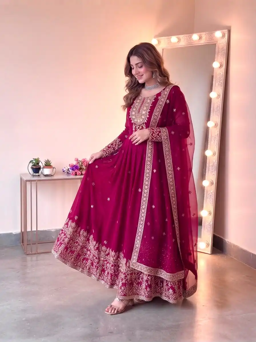 SSR 546 Pink in Georgette Embroidery Work & Sequins Work Gown . Get it for ₹2149. Delivery 4-6 Working Days. Online Shop now. | Gowns, Bollywood Gowns, Creative Gowns, Designer Gowns, Embroidered Gowns, Party Wear Gowns