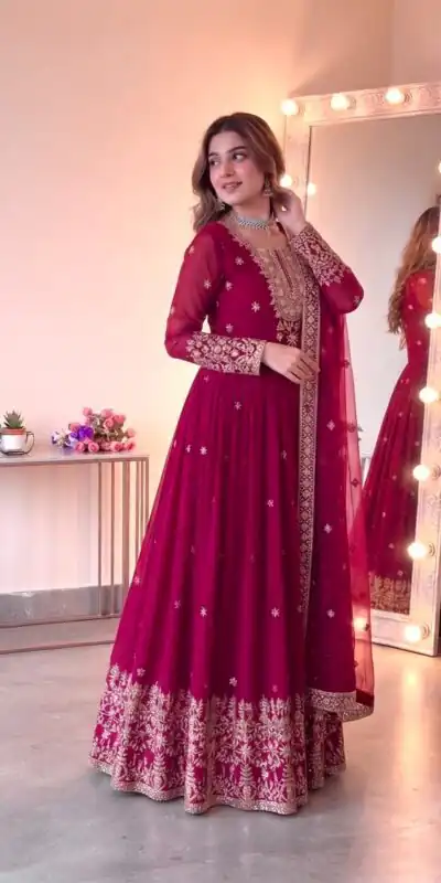 SSR 546 Pink in Georgette Embroidery Work & Sequins Work Gown . Get it for ₹2149. Delivery 4-6 Working Days. Online Shop now. | Gowns, Bollywood Gowns, Creative Gowns, Designer Gowns, Embroidered Gowns, Party Wear Gowns