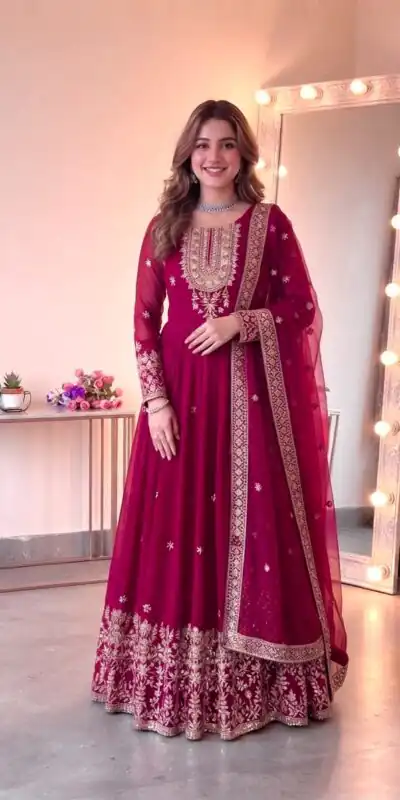 SSR 546 Pink in Georgette Embroidery Work & Sequins Work Gown . Get it for ₹2149. Delivery 4-6 Working Days. Online Shop now. | Gowns, Bollywood Gowns, Creative Gowns, Designer Gowns, Embroidered Gowns, Party Wear Gowns