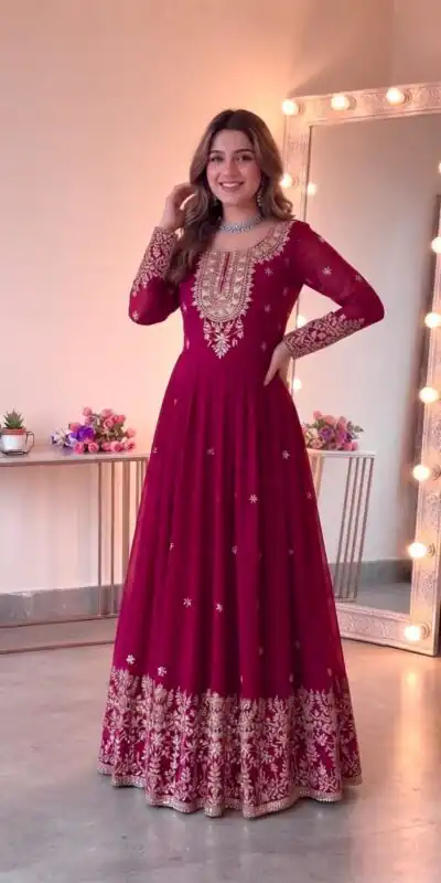 SSR 546 Pink in Georgette Embroidery Work & Sequins Work Gown . Get it for ₹2149. Delivery 4-6 Working Days. Online Shop now. | Gowns, Bollywood Gowns, Creative Gowns, Designer Gowns, Embroidered Gowns, Party Wear Gowns