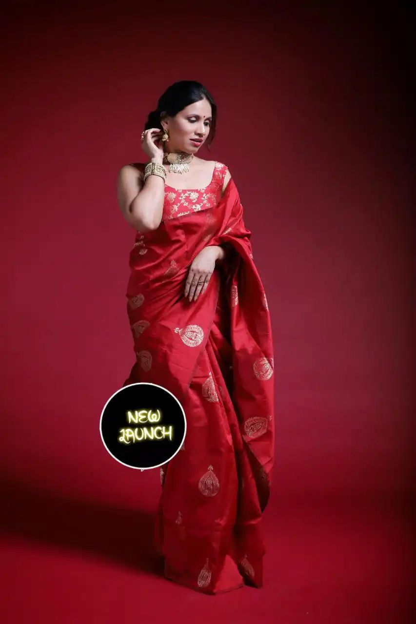 KP 2072 Red Color Yellow Soft Lichi Silk Saree with Jacquard Work. Best Price ₹1299. Delivery 4-6 Working Days. Shop now. | Sarees, Bollywood Sarees, Creative Sarees, Designer Sarees, Embroidered Sarees, Ethnic Saree, Modern Digital sarees, Party Wear Sarees