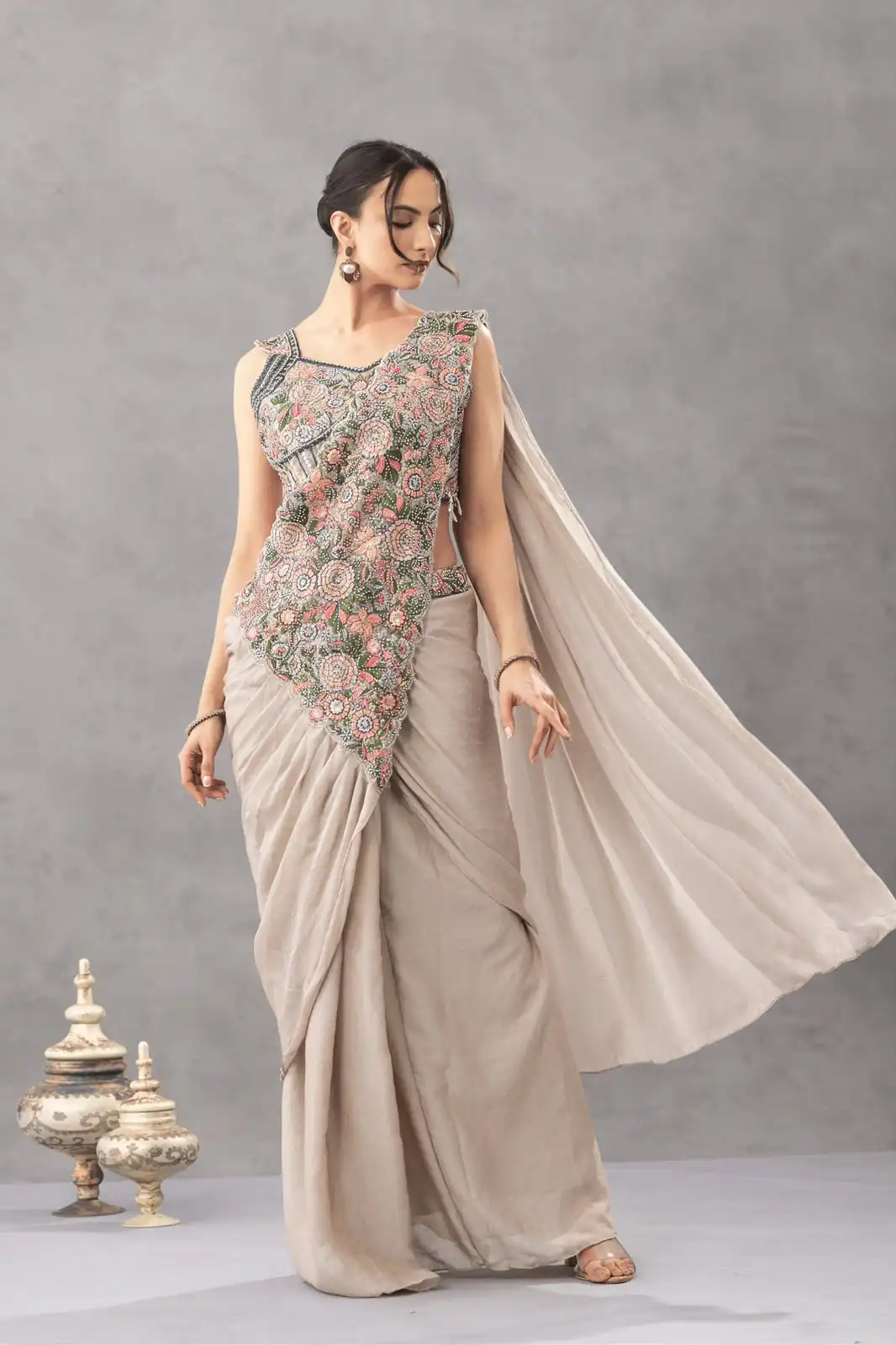 ST 1180 Chiku in Chiku Chinon. Embroidery Work Gorgeous Saree Wedding, Party, Festive, Events, Grab it for ₹1899. Delivery 4-6 Working Days. Shop now. | Sarees, Bollywood Sarees, Creative Sarees, Designer Sarees, Embroidered Sarees, Ethnic Saree, Modern Digital sarees, Party Wear Sarees