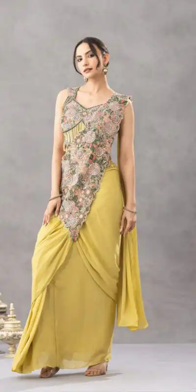 ST 1180 Lemon Yellow in Chinon. Embroidery Work Gorgeous Saree Wedding, Party, Festive, Events, Grab it for ₹1899. Delivery 4-6 Working Days. Shop now. | Sarees, Bollywood Sarees, Creative Sarees, Designer Sarees, Embroidered Sarees, Ethnic Saree, Modern Digital sarees, Party Wear Sarees