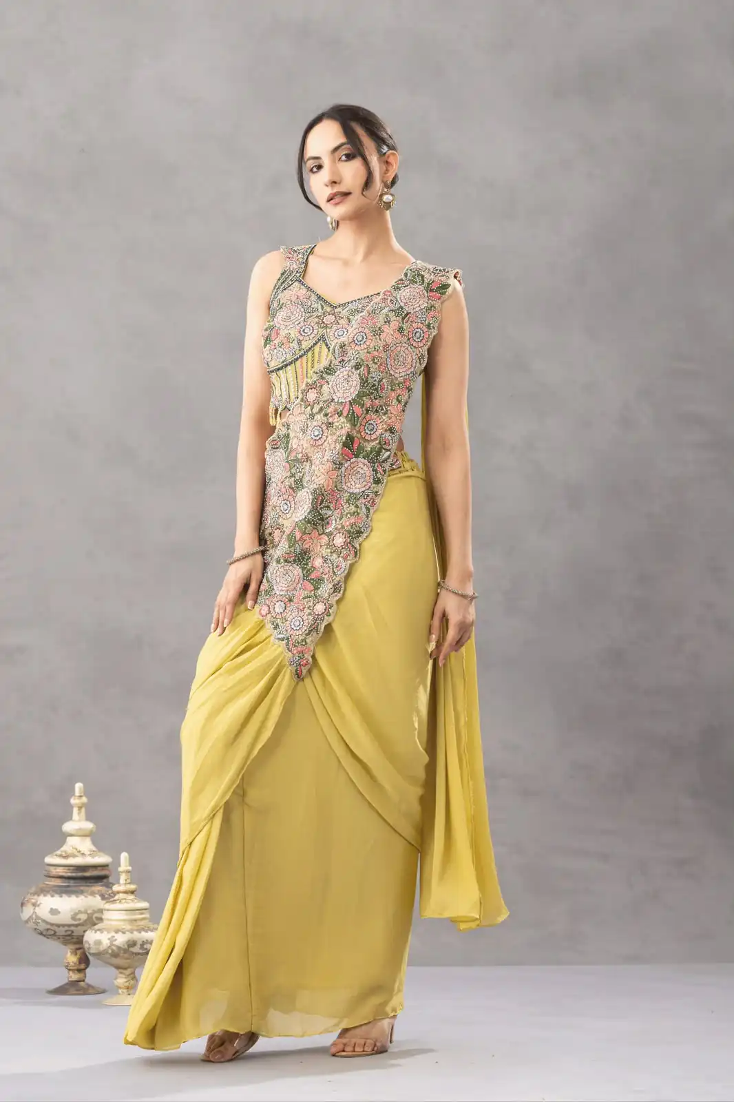 ST 1180 Lemon Yellow in Chinon. Embroidery Work Gorgeous Saree Wedding, Party, Festive, Events, Grab it for ₹1899. Delivery 4-6 Working Days. Shop now. | Sarees, Bollywood Sarees, Creative Sarees, Designer Sarees, Embroidered Sarees, Ethnic Saree, Modern Digital sarees, Party Wear Sarees