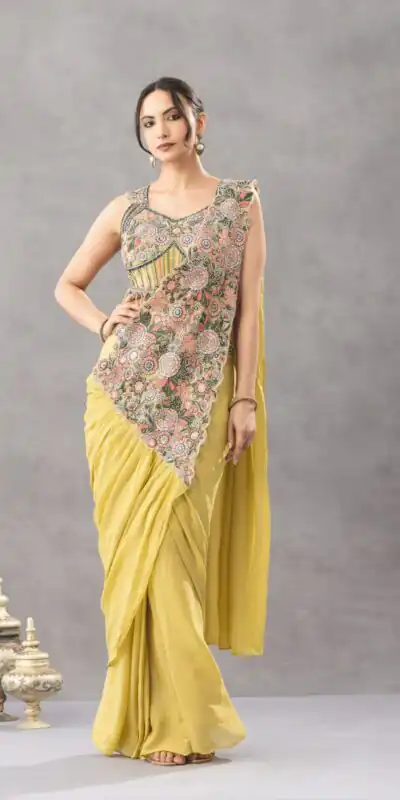 ST 1180 Lemon Yellow in Chinon. Embroidery Work Gorgeous Saree Wedding, Party, Festive, Events, Grab it for ₹1899. Delivery 4-6 Working Days. Shop now. | Sarees, Bollywood Sarees, Creative Sarees, Designer Sarees, Embroidered Sarees, Ethnic Saree, Modern Digital sarees, Party Wear Sarees
