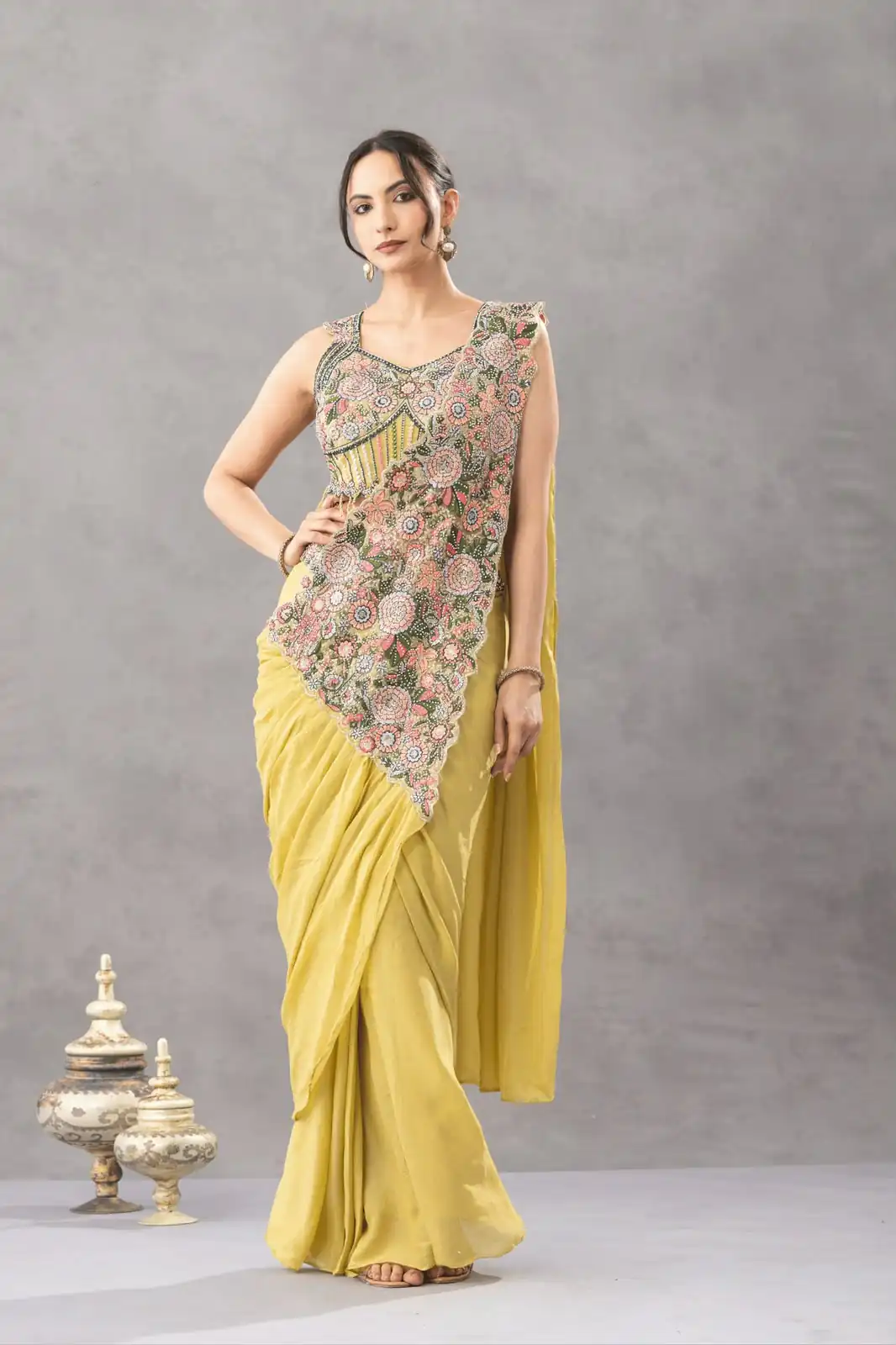 ST 1180 Lemon Yellow in Chinon. Embroidery Work Gorgeous Saree Wedding, Party, Festive, Events, Grab it for ₹1899. Delivery 4-6 Working Days. Shop now. | Sarees, Bollywood Sarees, Creative Sarees, Designer Sarees, Embroidered Sarees, Ethnic Saree, Modern Digital sarees, Party Wear Sarees