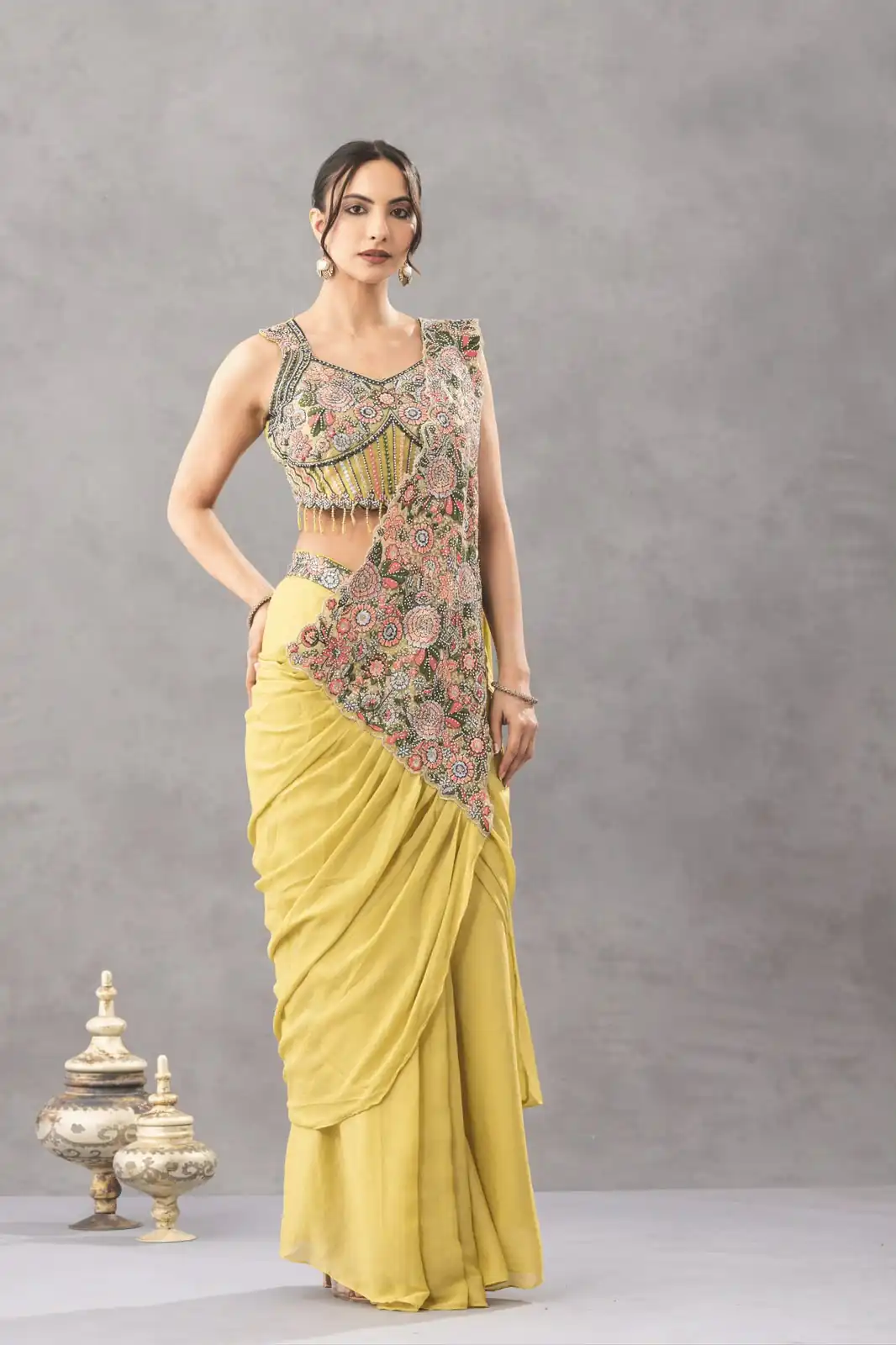 ST 1180 Lemon Yellow in Chinon. Embroidery Work Gorgeous Saree Wedding, Party, Festive, Events, Grab it for ₹1899. Delivery 4-6 Working Days. Shop now. | Sarees, Bollywood Sarees, Creative Sarees, Designer Sarees, Embroidered Sarees, Ethnic Saree, Modern Digital sarees, Party Wear Sarees