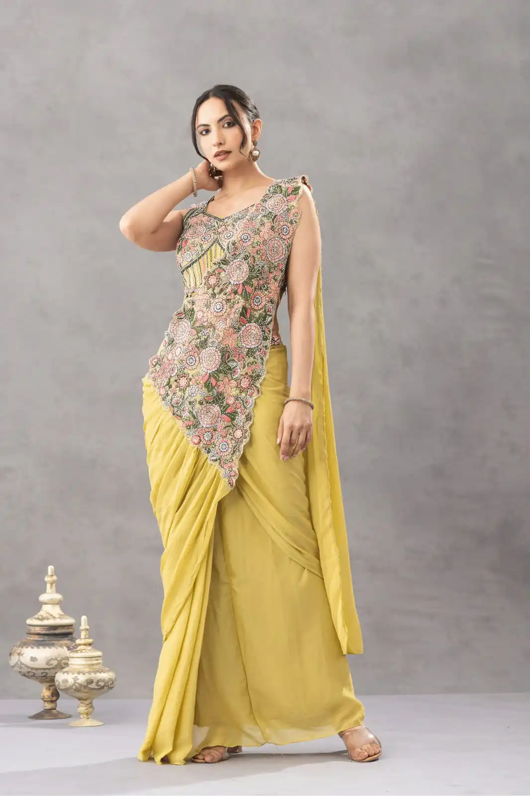 ST 1180 Lemon Yellow in Chinon. Embroidery Work Gorgeous Saree Wedding, Party, Festive, Events, Grab it for ₹1899. Delivery 4-6 Working Days. Shop now. | Sarees, Bollywood Sarees, Creative Sarees, Designer Sarees, Embroidered Sarees, Ethnic Saree, Modern Digital sarees, Party Wear Sarees