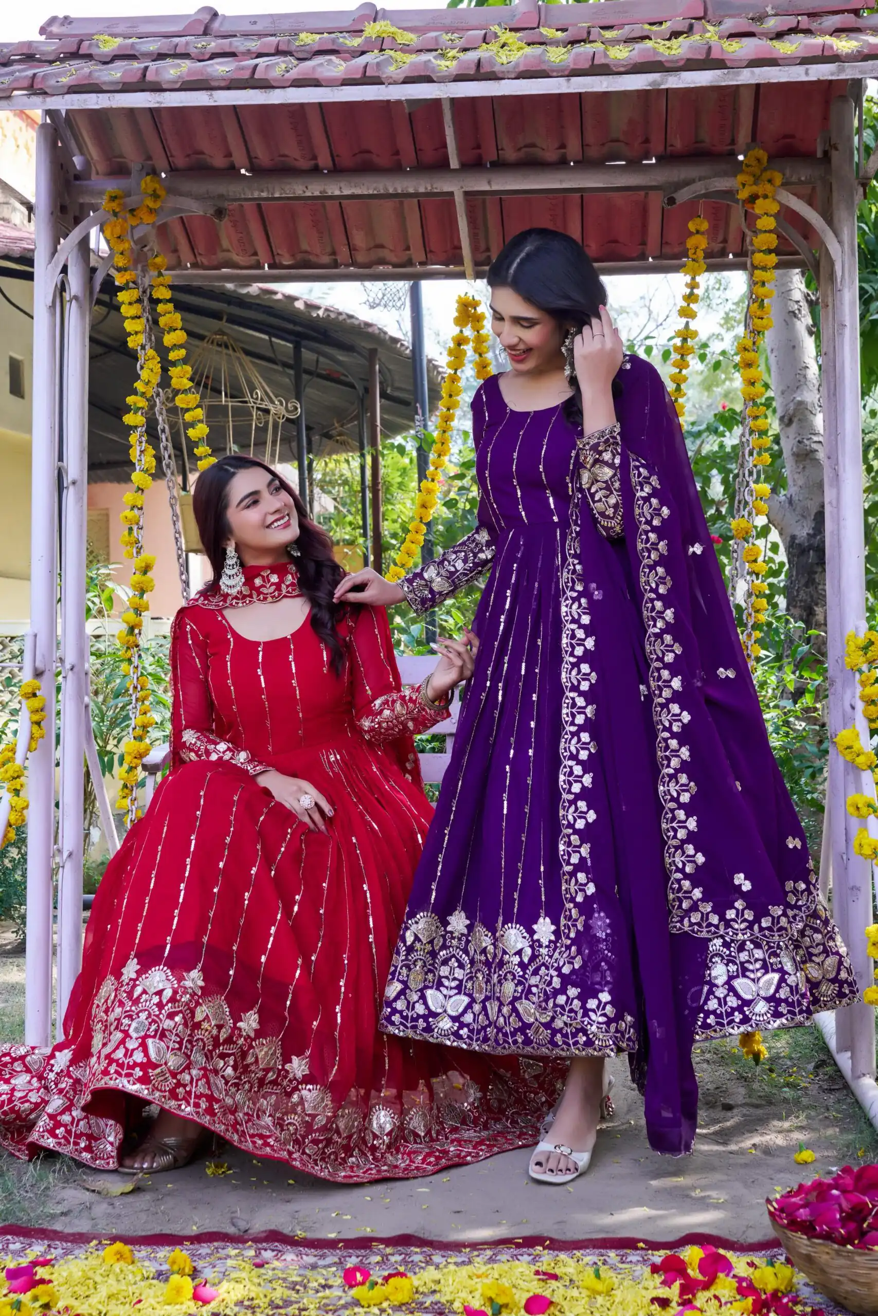Ram 170 | Purple Fox Georgette Gown with Embroidery Work & Sequins Work. Available at ₹2149 only. Delivery 4-6 Working Days. Shop now. | Gowns, Bollywood Gowns, Creative Gowns, Designer Gowns, Embroidered Gowns, Party Wear Gowns