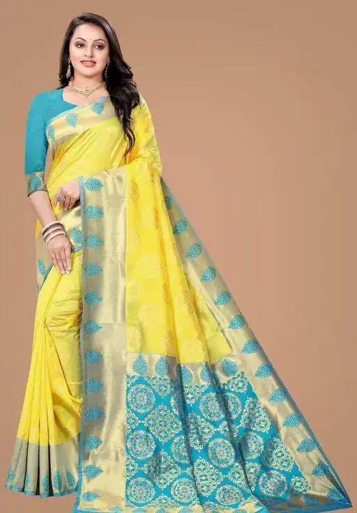 KP 4069 Yellow Soft Lichi Silk Cloth Saree Perfect for Wedding, Party, Family Gatherings, Sangeet, Festive Deal ₹1449. Delivery 4-6 Working Days | Sarees, Bollywood Sarees, Creative Sarees, Designer Sarees, Embroidered Sarees, Ethnic Saree, Modern Digital sarees, Party Wear Sarees