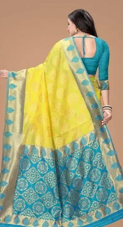 KP 4069 Yellow Soft Lichi Silk Cloth Saree Perfect for Wedding, Party, Family Gatherings, Sangeet, Festive Deal ₹1449. Delivery 4-6 Working Days | Sarees, Bollywood Sarees, Creative Sarees, Designer Sarees, Embroidered Sarees, Ethnic Saree, Modern Digital sarees, Party Wear Sarees
