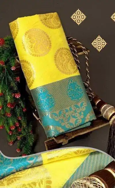 KP 4069 Yellow Soft Lichi Silk Cloth Saree Perfect for Wedding, Party, Family Gatherings, Sangeet, Festive Deal ₹1449. Delivery 4-6 Working Days | Sarees, Bollywood Sarees, Creative Sarees, Designer Sarees, Embroidered Sarees, Ethnic Saree, Modern Digital sarees, Party Wear Sarees