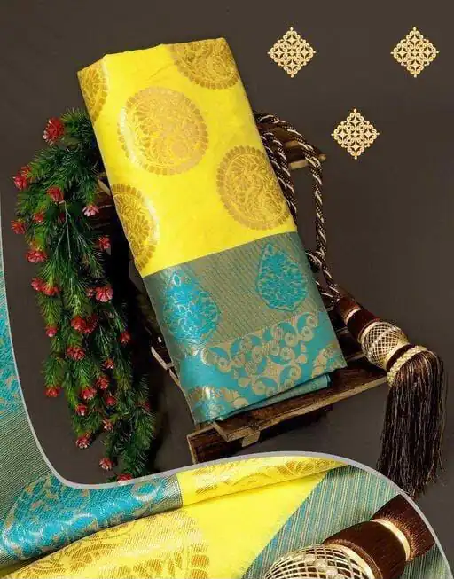 KP 4069 Yellow Soft Lichi Silk Cloth Saree Perfect for Wedding, Party, Family Gatherings, Sangeet, Festive Deal ₹1449. Delivery 4-6 Working Days | Sarees, Bollywood Sarees, Creative Sarees, Designer Sarees, Embroidered Sarees, Ethnic Saree, Modern Digital sarees, Party Wear Sarees