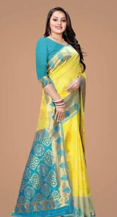 KP 4069 Yellow Soft Lichi Silk Cloth Saree Perfect for Wedding, Party, Family Gatherings, Sangeet, Festive Deal ₹1449. Delivery 4-6 Working Days | Sarees, Bollywood Sarees, Creative Sarees, Designer Sarees, Embroidered Sarees, Ethnic Saree, Modern Digital sarees, Party Wear Sarees
