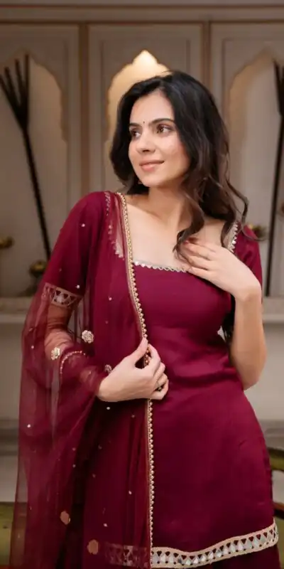 ST 1197 Maroon | Faux Georgette Salwar Suit with Mirror Work & Embroidery Work. Get it for ₹1849. Delivery 4-6 Working Days. Shop now. | Jump Suits, Salwar suit, Designer Suits, Casual Suits, Creative suits, Palazzo Suits, Party Wear Suits, Patiala Suits, Straight Suits