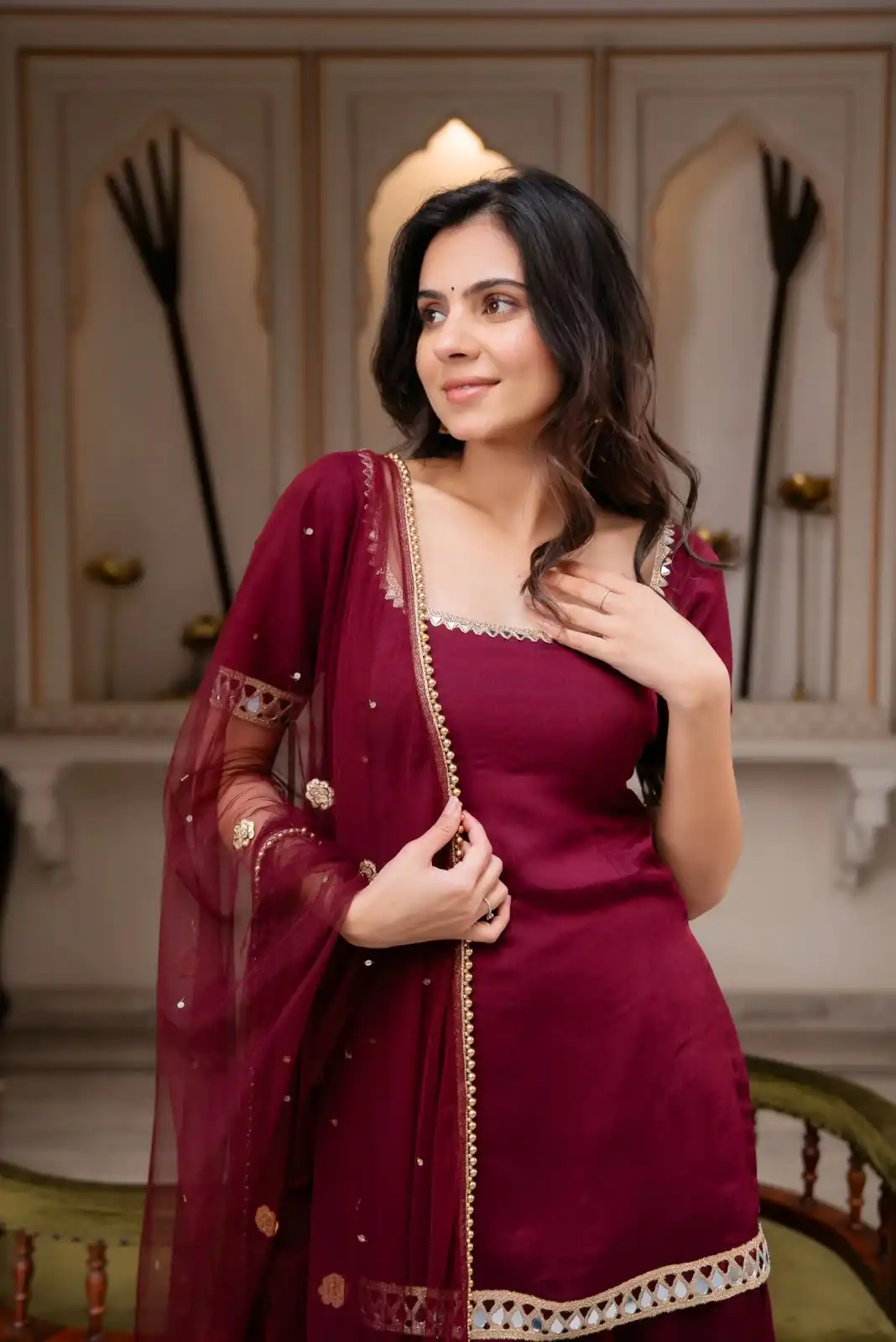 ST 1197 Maroon | Faux Georgette Salwar Suit with Mirror Work & Embroidery Work. Get it for ₹1849. Delivery 4-6 Working Days. Shop now. | Jump Suits, Salwar suit, Designer Suits, Casual Suits, Creative suits, Palazzo Suits, Party Wear Suits, Patiala Suits, Straight Suits