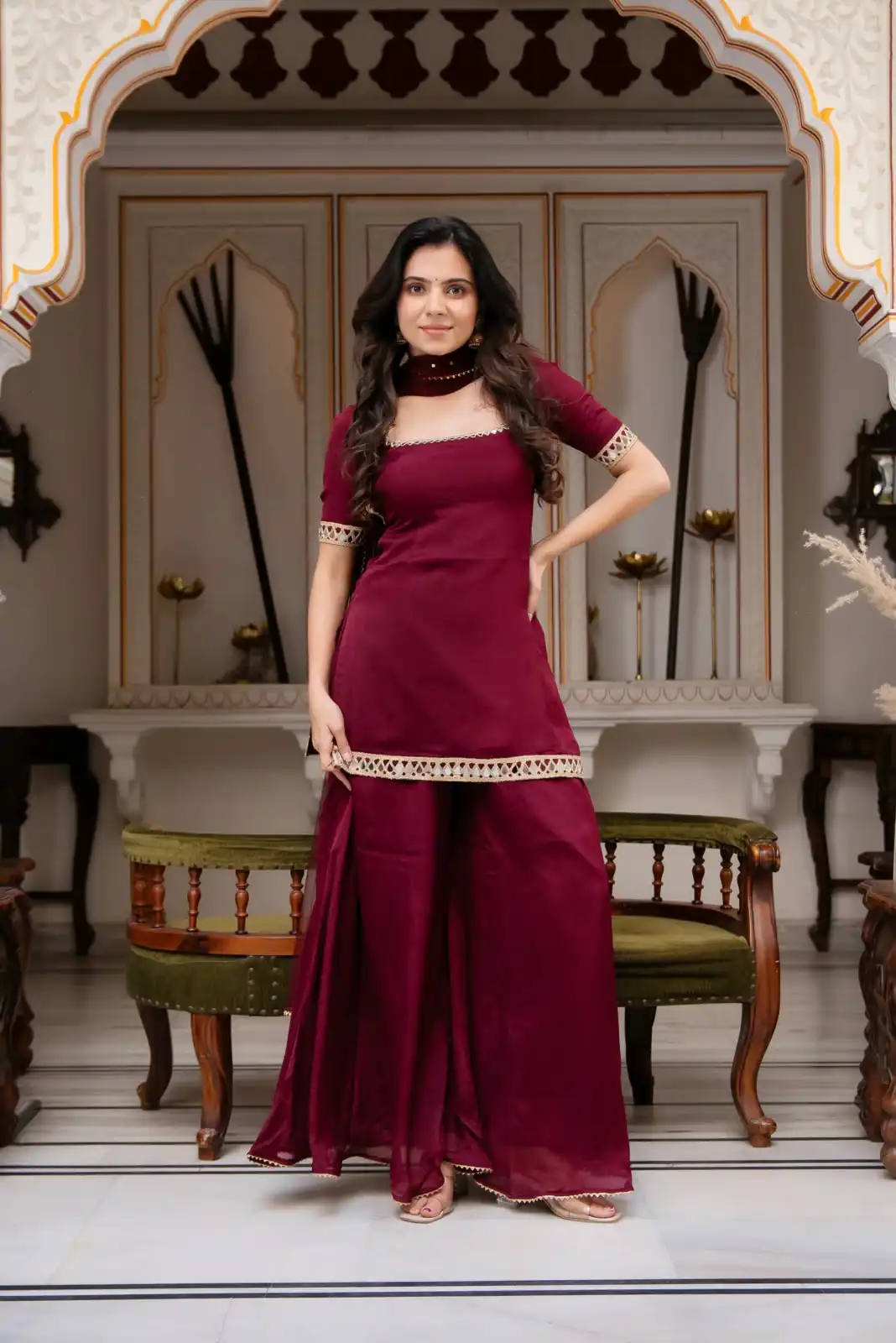 ST 1197 Maroon | Faux Georgette Salwar Suit with Mirror Work & Embroidery Work. Get it for ₹1849. Delivery 4-6 Working Days. Shop now. | Jump Suits, Salwar suit, Designer Suits, Casual Suits, Creative suits, Palazzo Suits, Party Wear Suits, Patiala Suits, Straight Suits