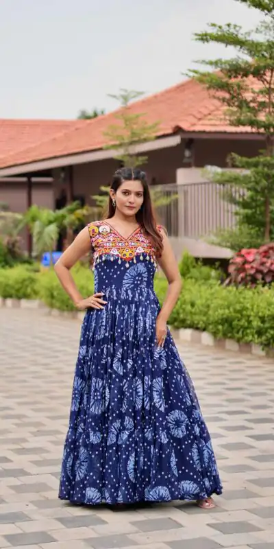 Ram 116 Blue Green Faux Georgette Mirror Work Gown Mirror Work Gown in Faux Georgette. Delivery 4-6 Working Days. Shop now. | Gowns, Bollywood Gowns, Creative Gowns, Designer Gowns, Embroidered Gowns, Party Wear Gowns