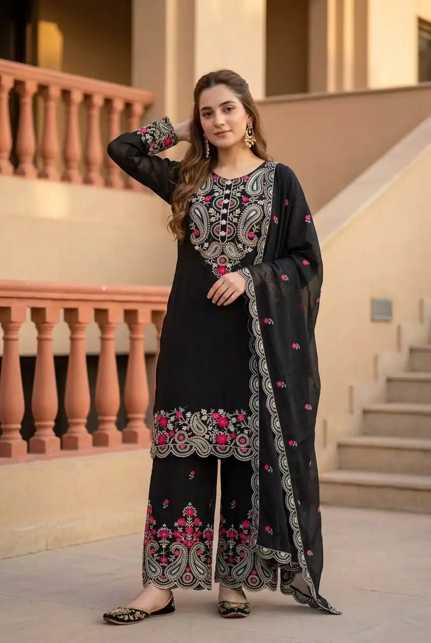 MT 1078 Black Roman Silk Salwar Suit Perfect for Wedding, Party, Ethnic Day, Anniversary, Diwali – . Now at just ₹2399. Delivery 4-6 Working Days. | Jump Suits, Salwar suit, Designer Suits, Casual Suits, Creative suits, Palazzo Suits, Party Wear Suits, Patiala Suits, Straight Suits