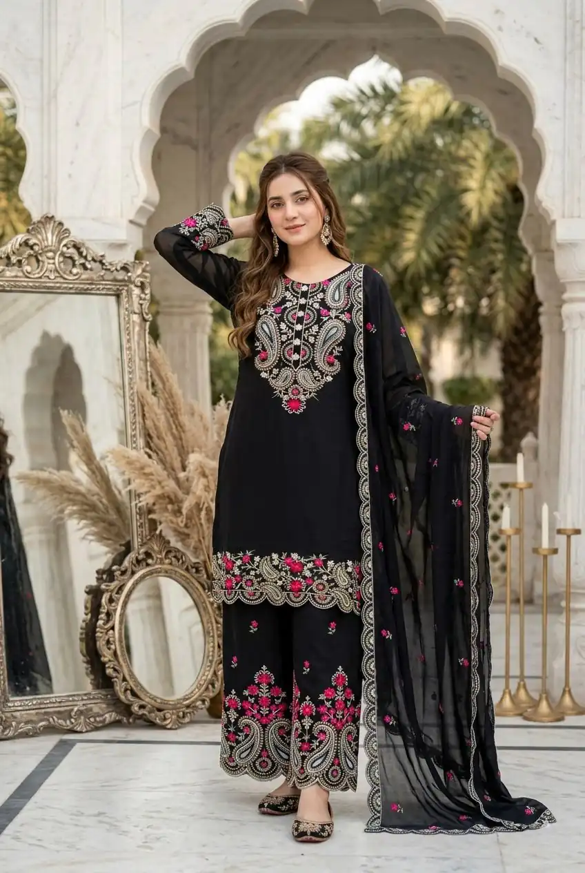 MT 1078 Black Roman Silk Salwar Suit Perfect for Wedding, Party, Ethnic Day, Anniversary, Diwali – . Now at just ₹2399. Delivery 4-6 Working Days. | Jump Suits, Salwar suit, Designer Suits, Casual Suits, Creative suits, Palazzo Suits, Party Wear Suits, Patiala Suits, Straight Suits