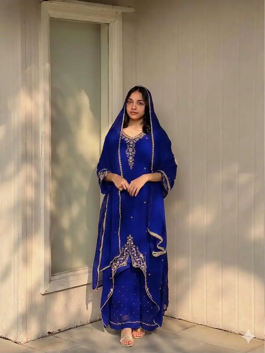 VLM 322 Blue Georgette Salwar Suit Perfect for Wedding, Party, Housewarming, Durga Puja, Festival Celebrations – . Grab it for ₹1949. Delivery 4-6 Workin | Jump Suits, Salwar suit, Designer Suits, Casual Suits, Creative suits, Palazzo Suits, Party Wear Suits, Patiala Suits, Straight Suits