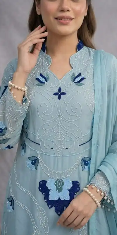 LG 2121 Blue Soft Organza Salwar Suit with Embroidery Work & Cut Work. Available at ₹2099 only. Delivery 4-6 Working Days. Shop now. | Jump Suits, Salwar suit, Designer Suits, Casual Suits, Creative suits, Palazzo Suits, Party Wear Suits, Patiala Suits, Straight Suits