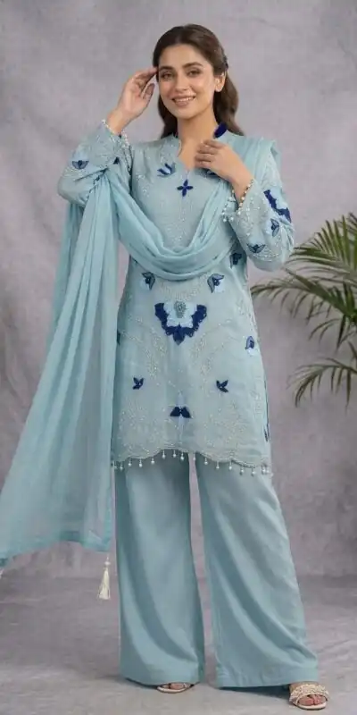 LG 2121 Blue Soft Organza Salwar Suit with Embroidery Work & Cut Work. Available at ₹2099 only. Delivery 4-6 Working Days. Shop now. | Jump Suits, Salwar suit, Designer Suits, Casual Suits, Creative suits, Palazzo Suits, Party Wear Suits, Patiala Suits, Straight Suits