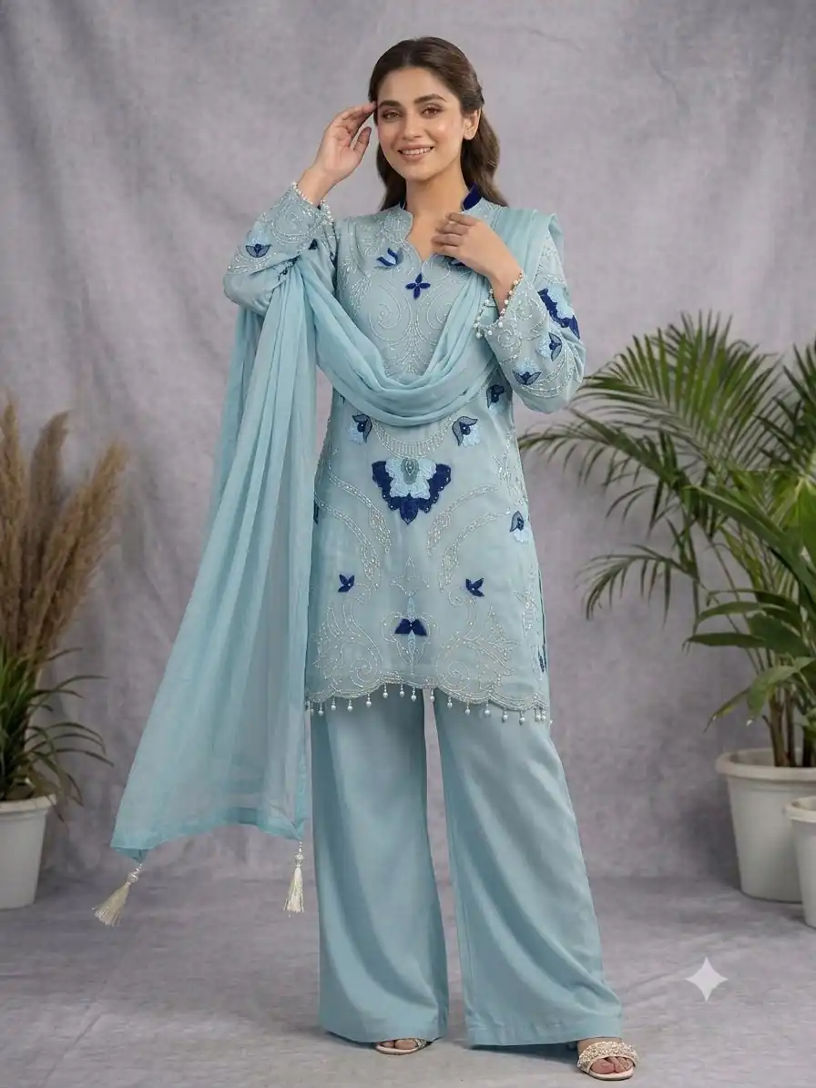 LG 2121 Blue Soft Organza Salwar Suit with Embroidery Work & Cut Work. Available at ₹2099 only. Delivery 4-6 Working Days. Shop now. | Jump Suits, Salwar suit, Designer Suits, Casual Suits, Creative suits, Palazzo Suits, Party Wear Suits, Patiala Suits, Straight Suits